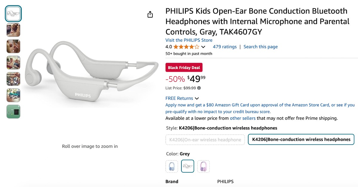 PHILIPS Kids Open-Ear Bone Headphones - Black Friday $50 Discount!