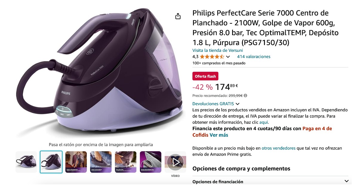 Centro de planchado Philips PerfectCare Serie 7000 -  Ahora ¡125 € de descuento!