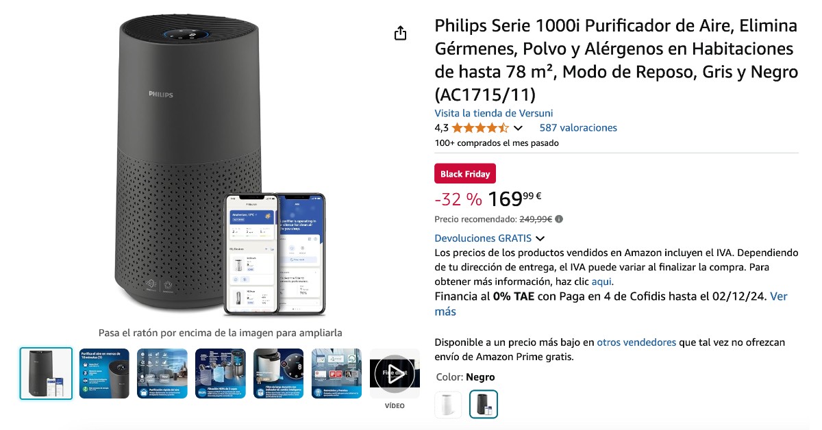 Purificador de aire Philips Serie 1000i - ¡Descuento de 80€! ¡Gran Oportunidad de Compra!