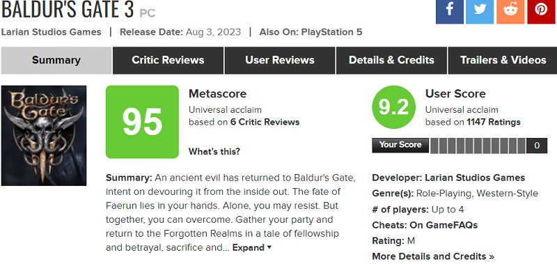 L'un des meilleurs RPG de l'histoire de l'industrie ! Les critiques sont enthousiastes à propos de Baldur's Gate III et lui attribuent les meilleures notes.-2