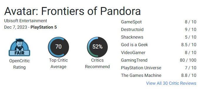 Un juego bonito con una jugabilidad banal: Avatar: Frontiers of Pandora, de Ubisoft, ha tenido una acogida desigual por parte de la crítica.-3
