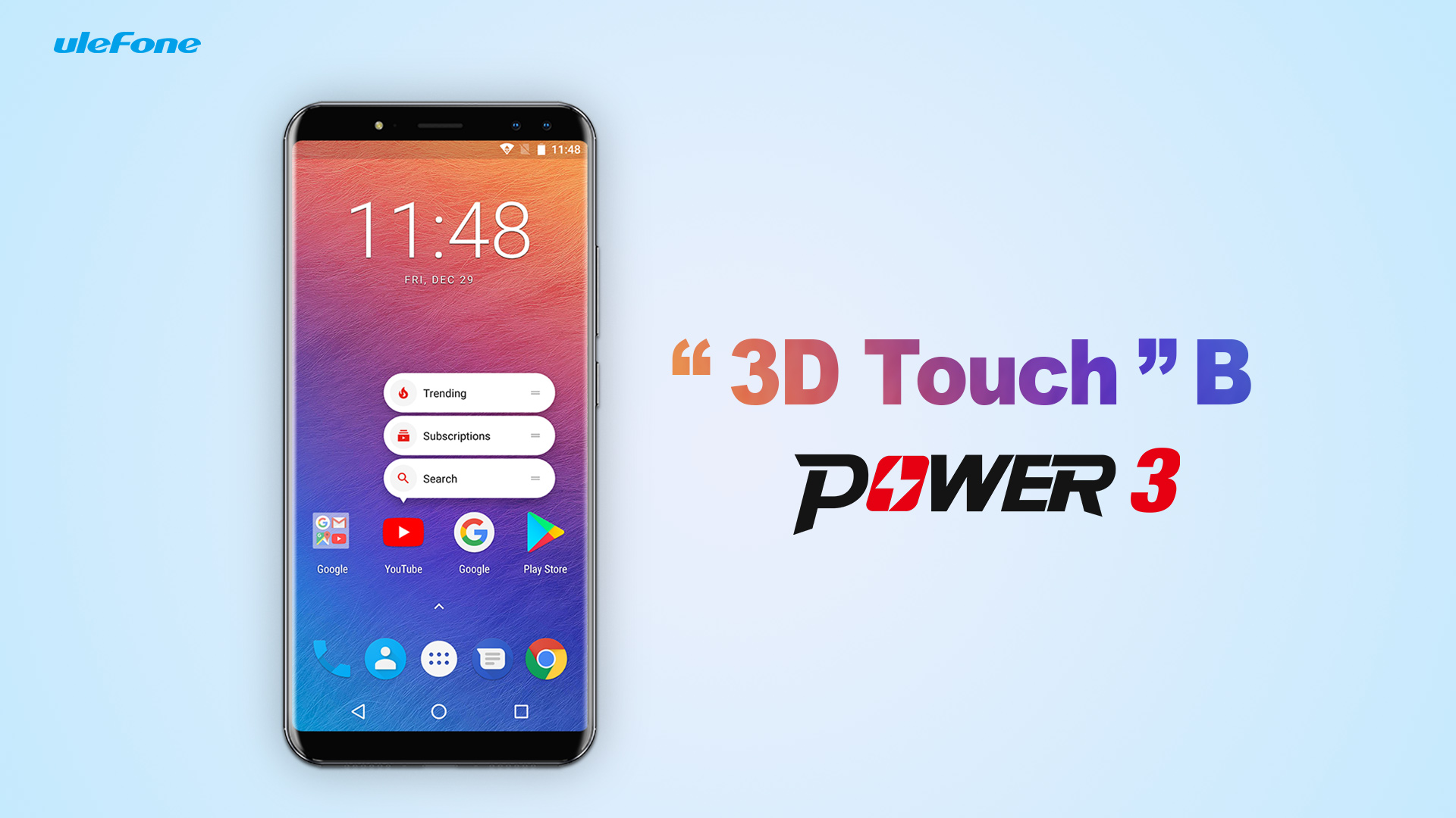 Ulefone Power 3 и технология 3D Touch