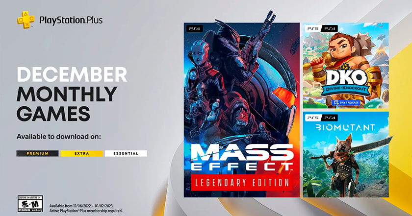 Mass Effect Legendary Edition, Biomutant i Divine Knockout: gry, które abonenci PlayStation Plus otrzymają w grudniu