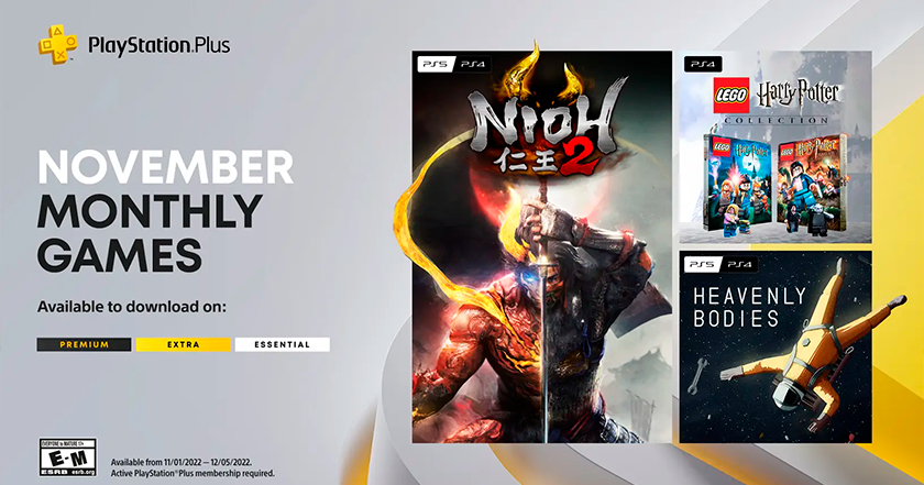 LEGO Harry Potter Collection, Nioh 2 and Heavenly Bodies: games that PlayStation Plus subscribers will receive in November