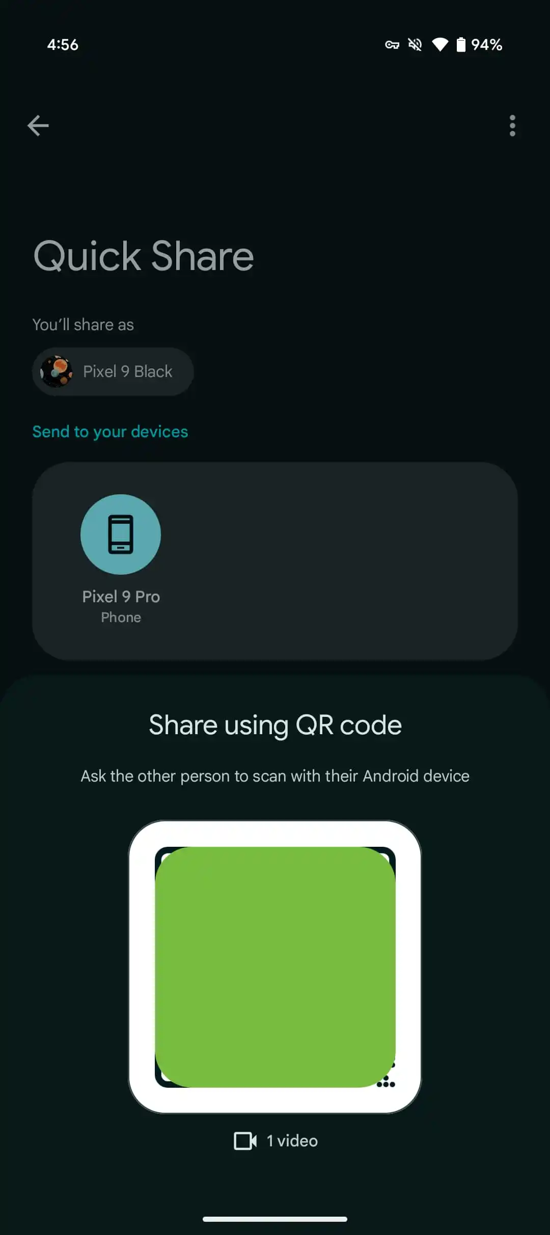 Codice QR per la condivisione di file in Quick Share