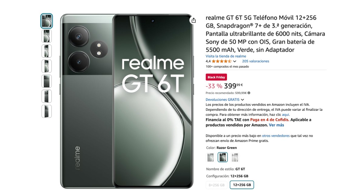 Móvil Realme GT 6T 5G ¡con 200€ de descuento! ¡No te lo pierdas!