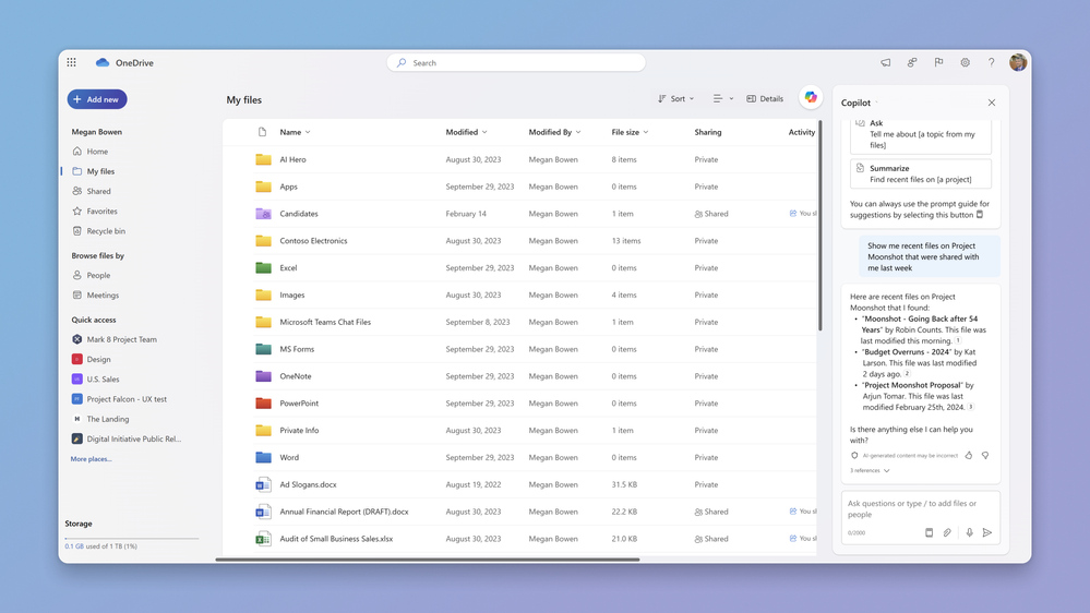 Microsoft kondigde de introductie aan van Copilot voor OneDrive-cloudopslag