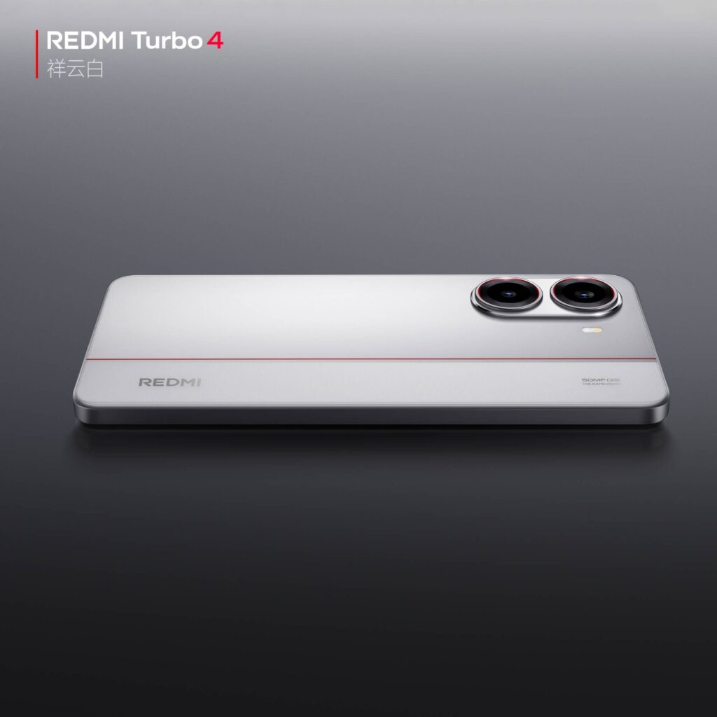 Redmi Turbo 4 smartphone in Cloud White colour