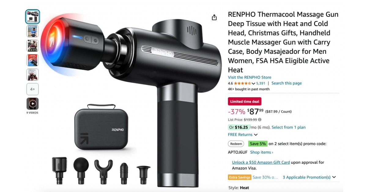 RENPHO Thermacool Massage Gun - $52 Off! Great Opportunity to Buy!