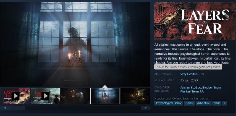 Gamers praise Bloober Team's spooky stories: horror game Layers of Fear (2023) gets positive reviews on Steam-2