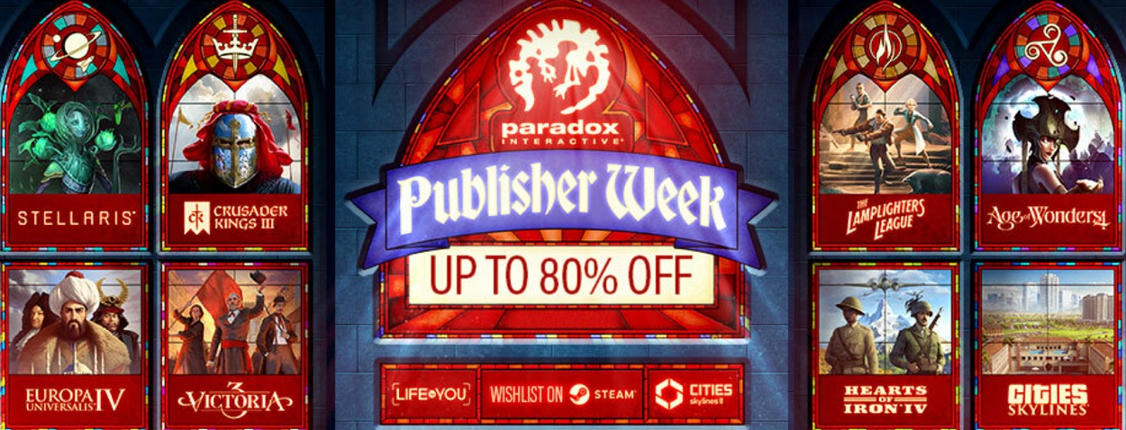 Crusader Kings, Europa Universalis, Stellaris and other Paradox Interactive games available at up to 80% off