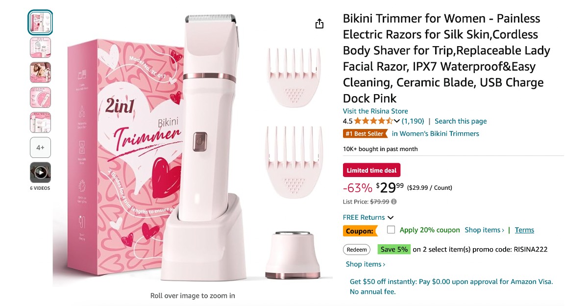 Risina Bikini Trimmer for Women - Now $50 discount!