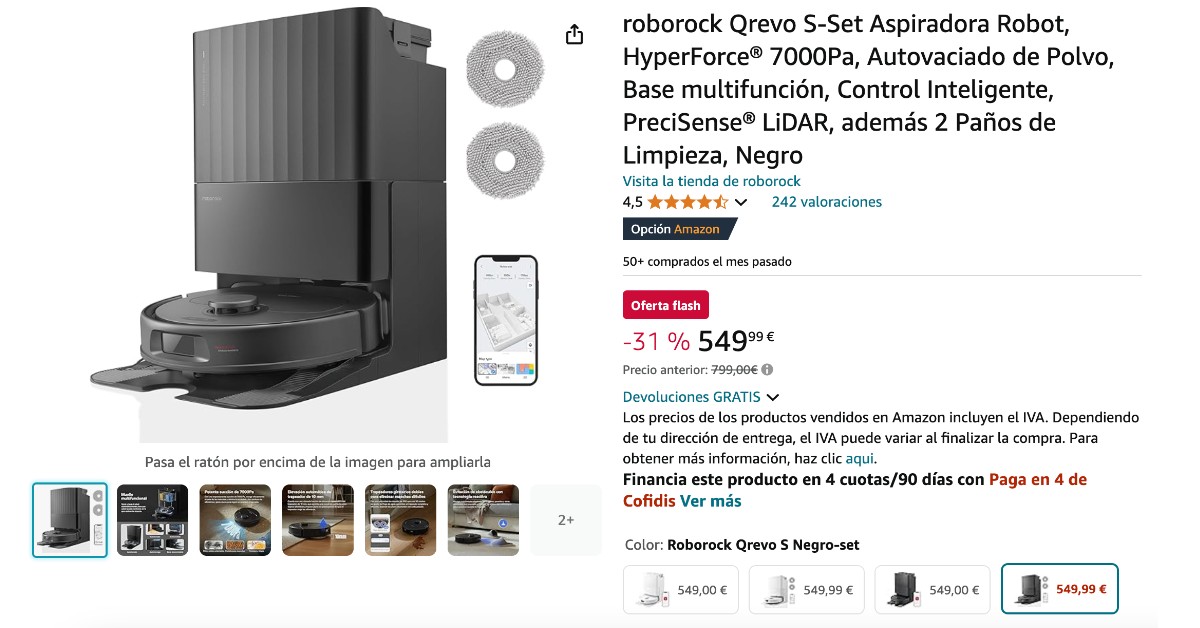 Robot roborock Qrevo S-Set con un descuento de 250€ Oferta flash!