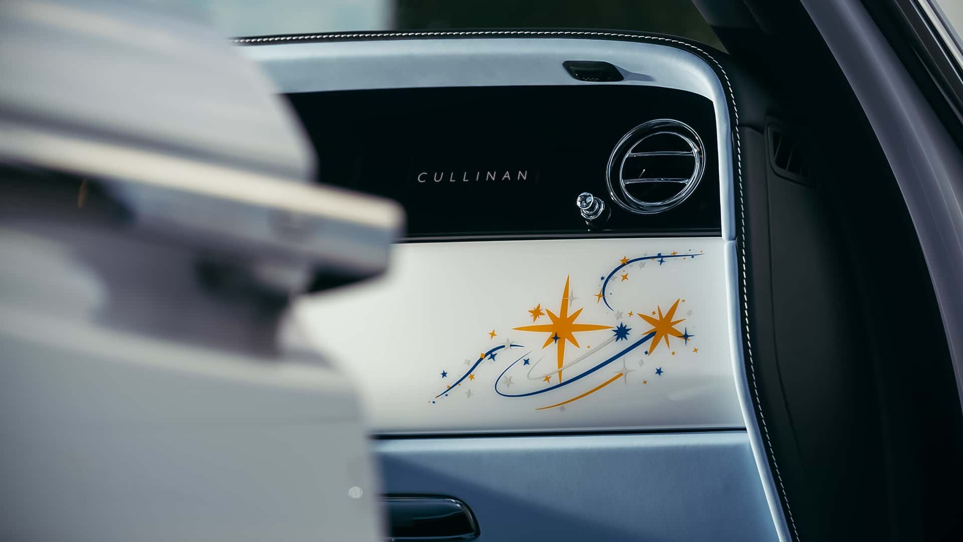 Embroidery on the doors of the Rolls-Royce Cullinan Cosmos.