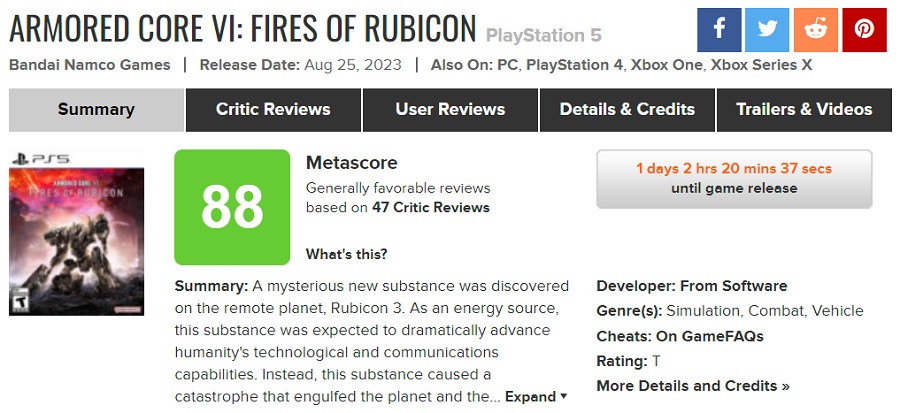 Armored Core VI: Fires of Rubicon riceve i migliori voti dalla critica. I fan del franchise saranno entusiasti del nuovo gioco di FromSoftware.-3