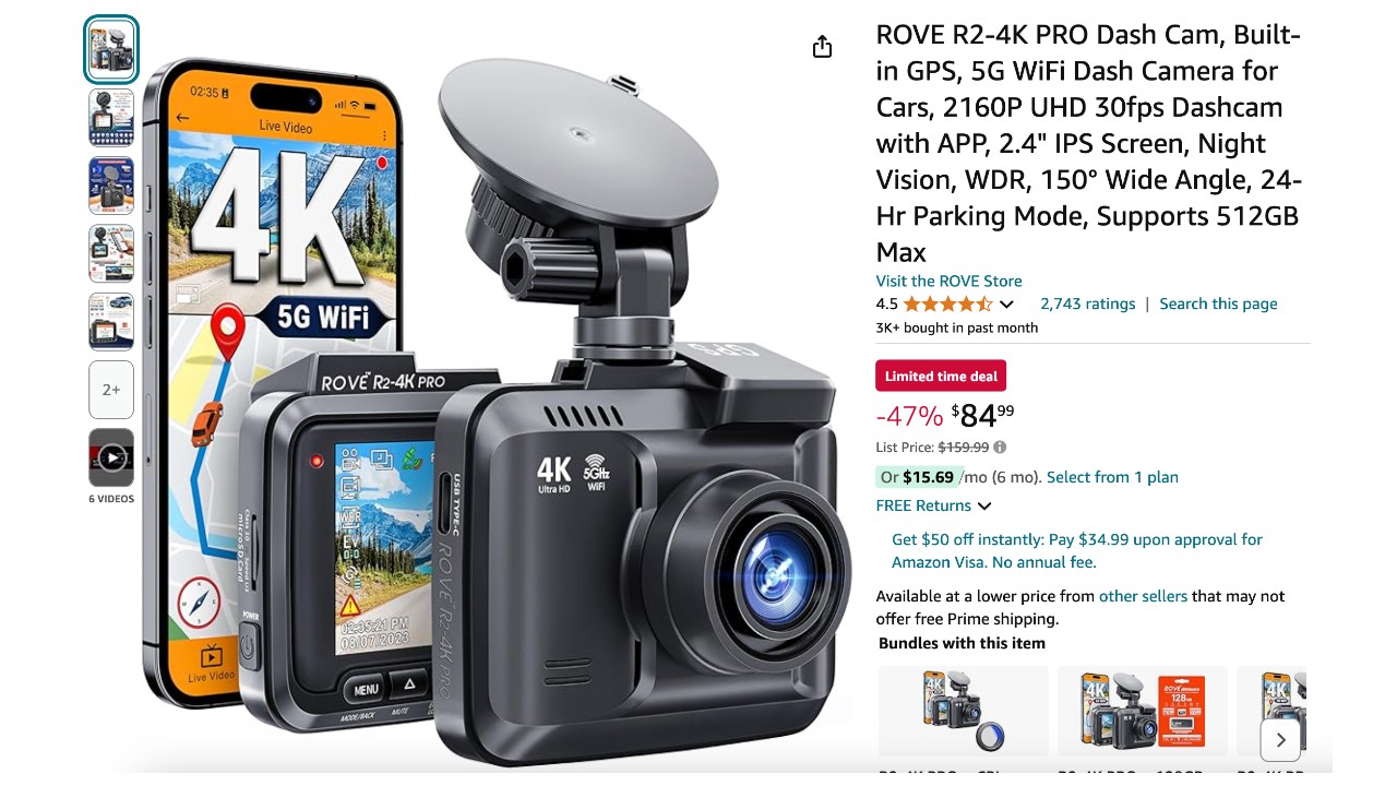 ROVE R2-4K PRO Dash Cam - Buy Now $75 Discount!