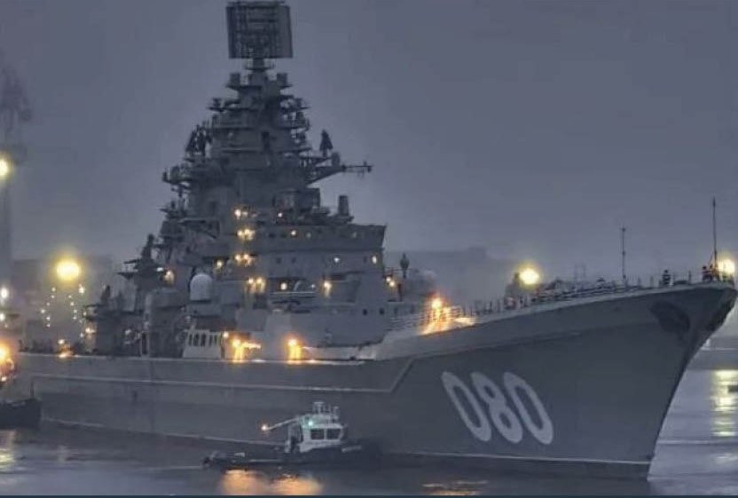 Nuclear-powered cruiser Admiral Nakhimov undergoing testing