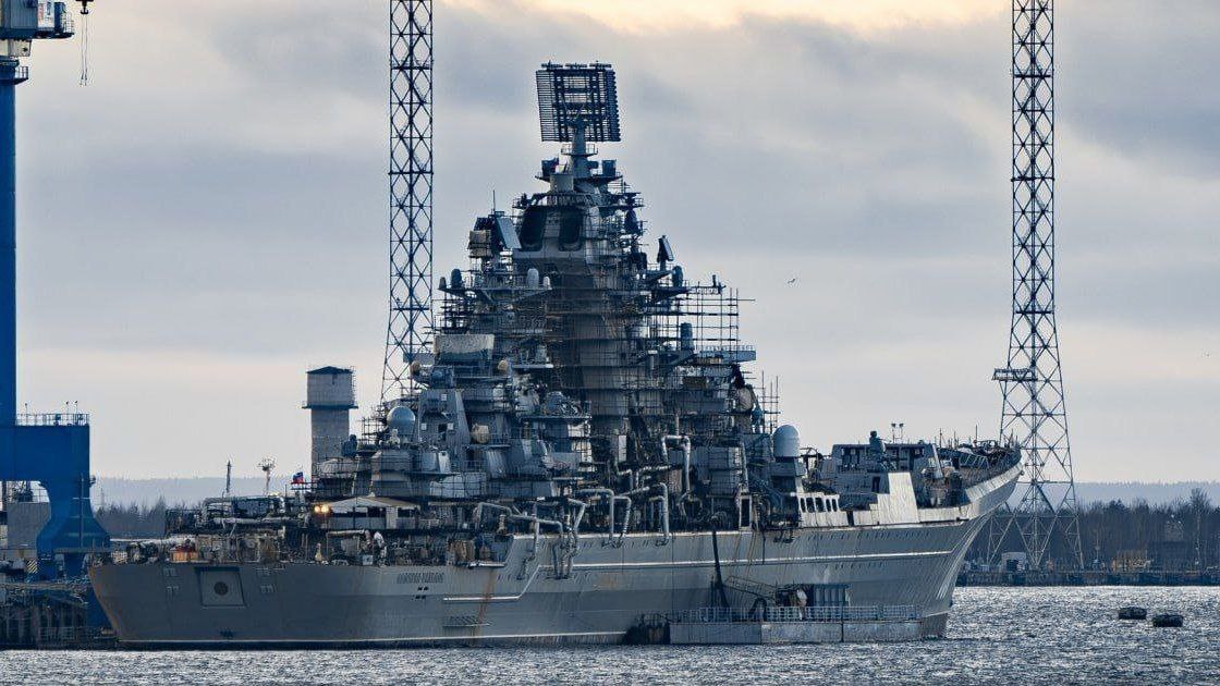 The Admiral Nakhimov nuclear-powered cruiser undergoing modernisation