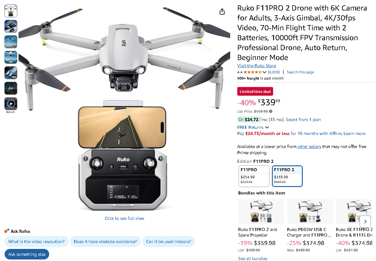 Ruko F11PRO 2 Drone Screenshot of the Ruko F11PRO 2 drone