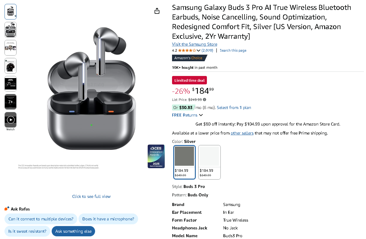 Screenshot of the Galaxy Buds 3 Pro