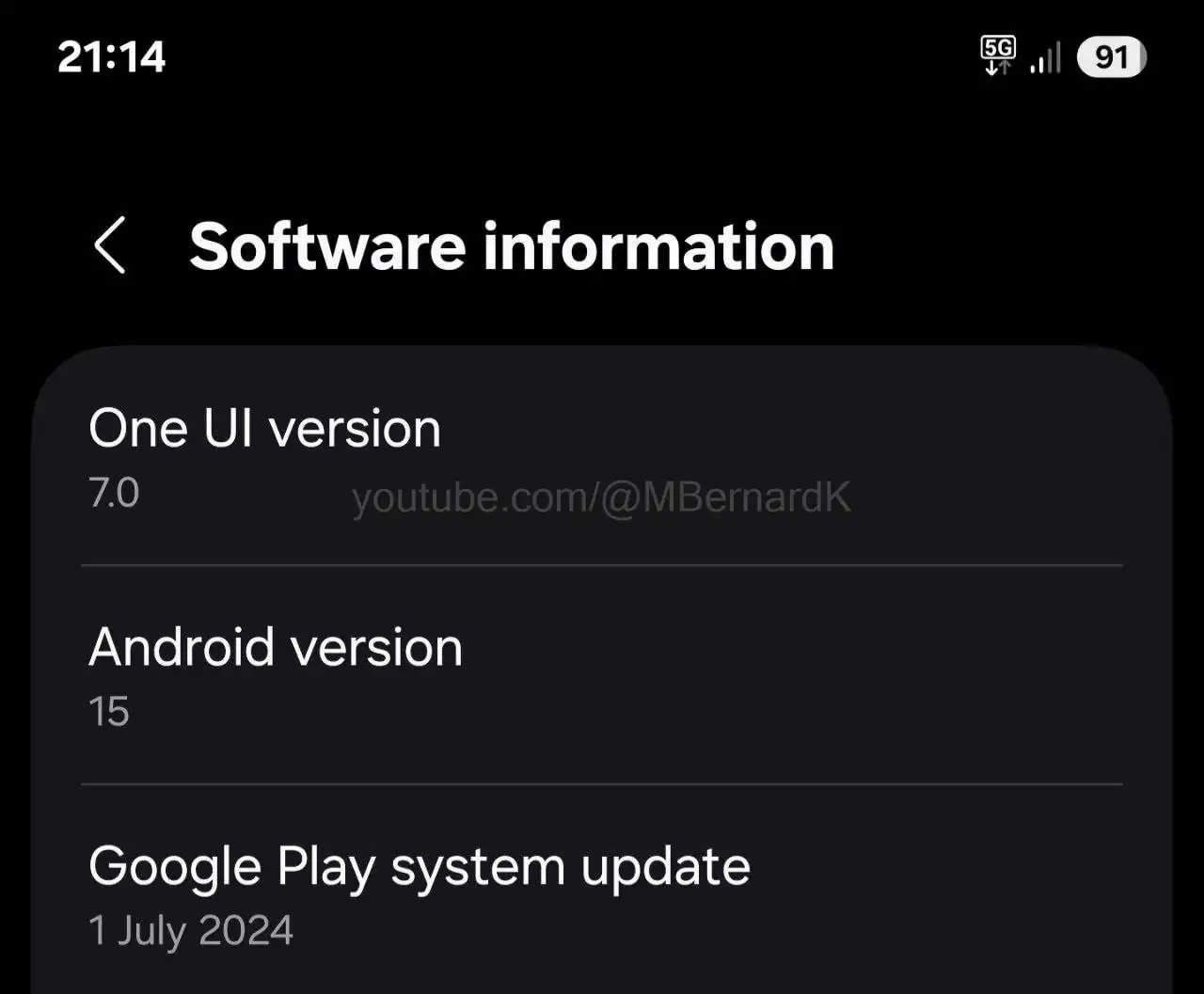 Утечка скриншота информации о программном обеспечении One UI 7 для Galaxy S25 Ultra