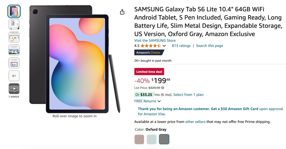 SAMSUNG Galaxy Tab S6 Lite - $130 Off Great Opportunity to Buy!