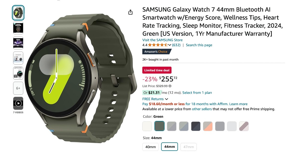 SAMSUNG Galaxy Watch 7 44mm Smartwatch - Now with a $74 Discount!