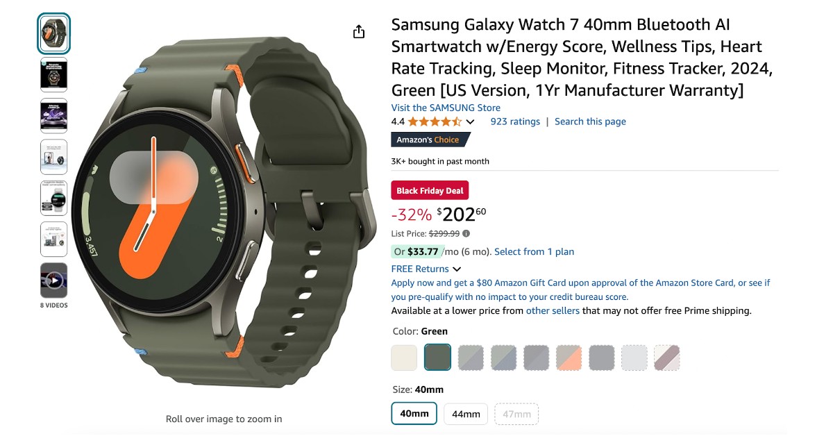 Samsung Galaxy Watch 7 - Now  $97 Off! Black Friday Deal!