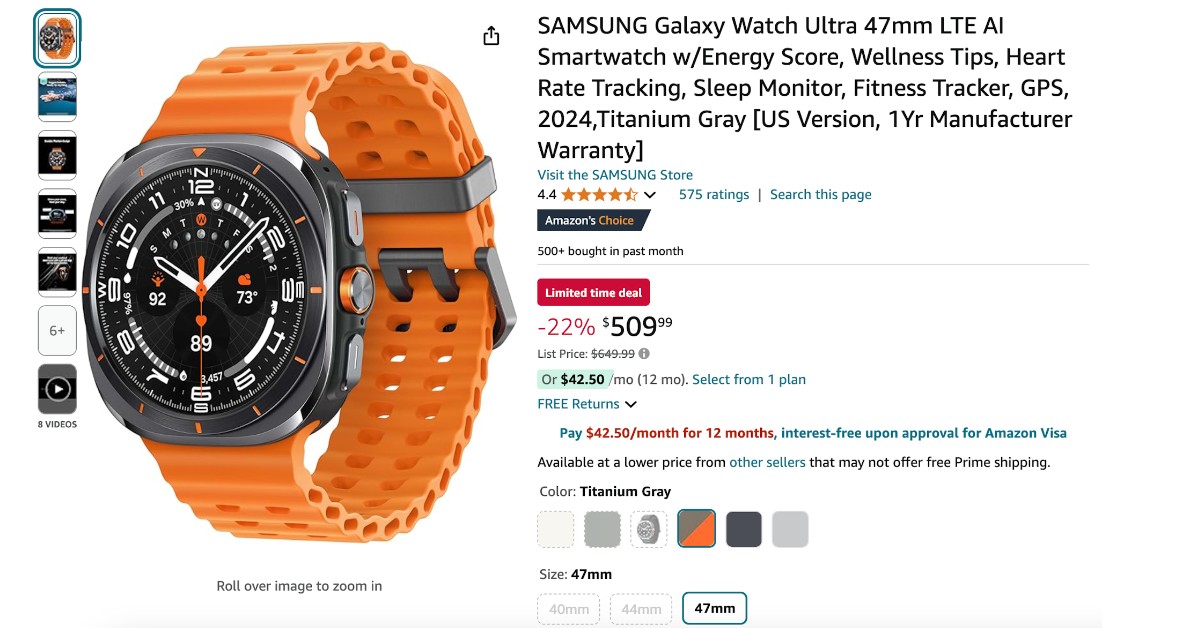 SAMSUNG Galaxy Watch Ultra 47mm LTE - $140 Off - Great Opportunity to Buy Now!