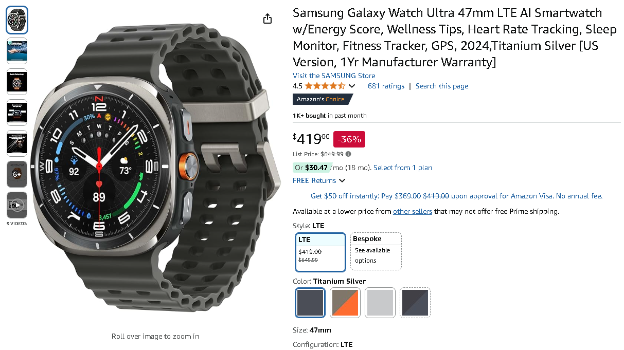Screenshot of the Galaxy Watch Ultra