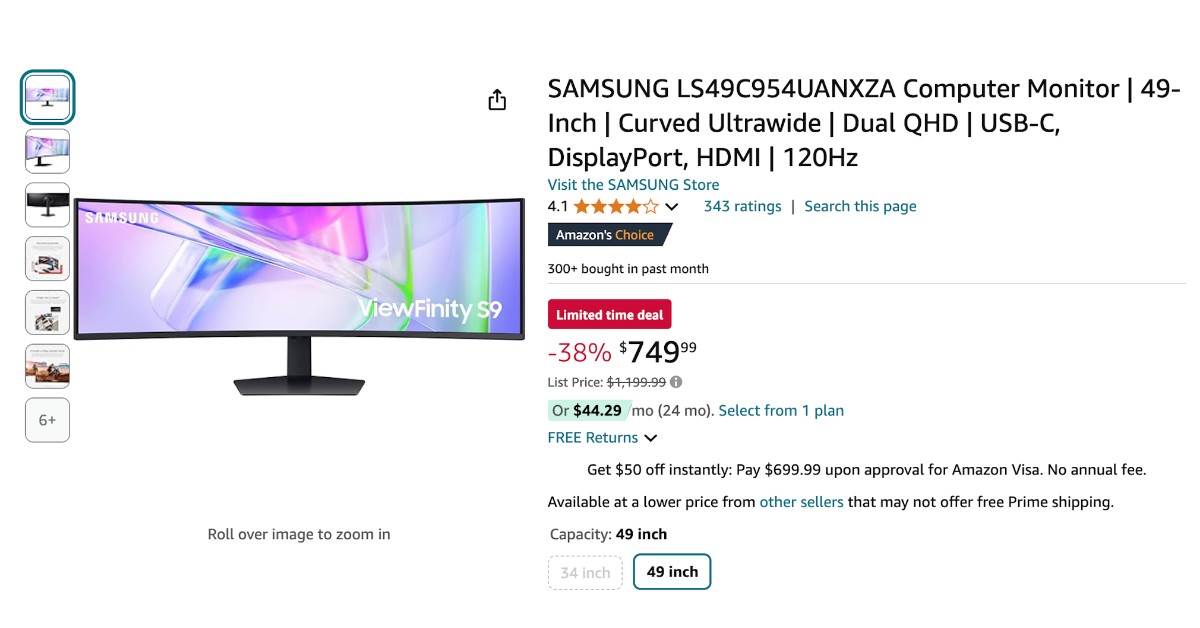 SAMSUNG 49-Inch Curved Computer Monitor with a $450 Discount! Limited time!