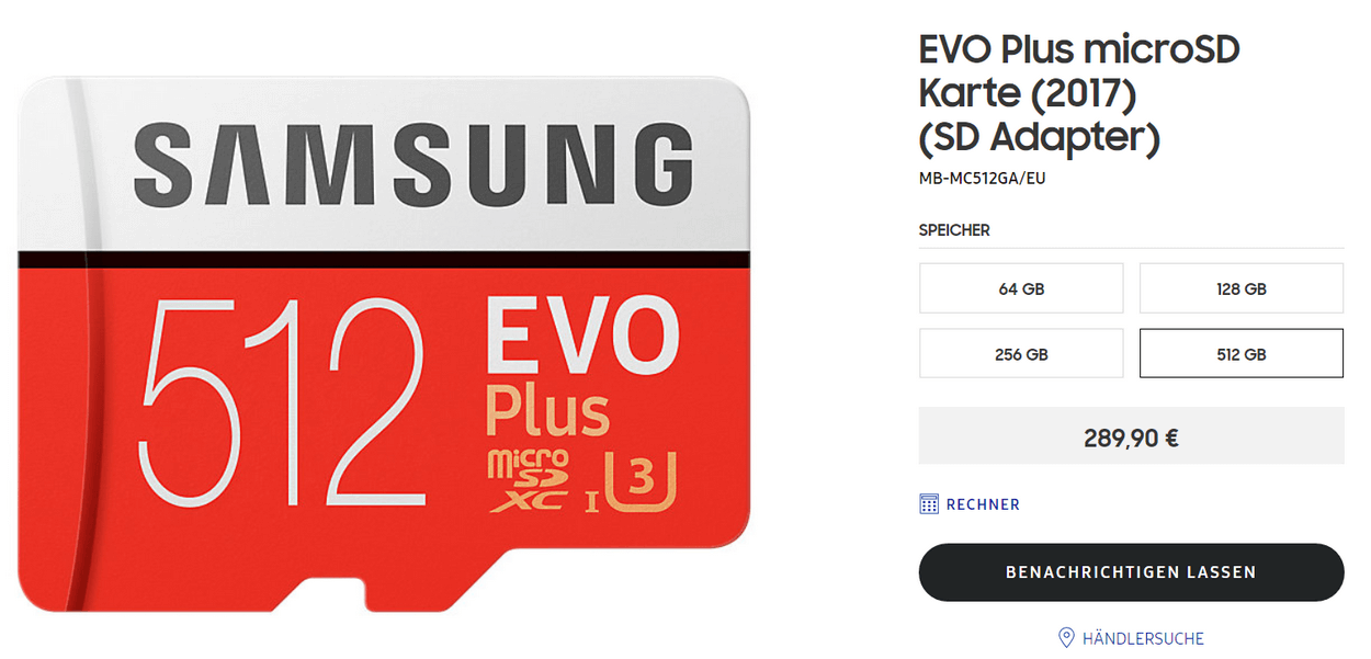 Карта памяти Samsung microSD EVO Plus на 512 ГБ стоит почти как Galaxy A7 (2018)