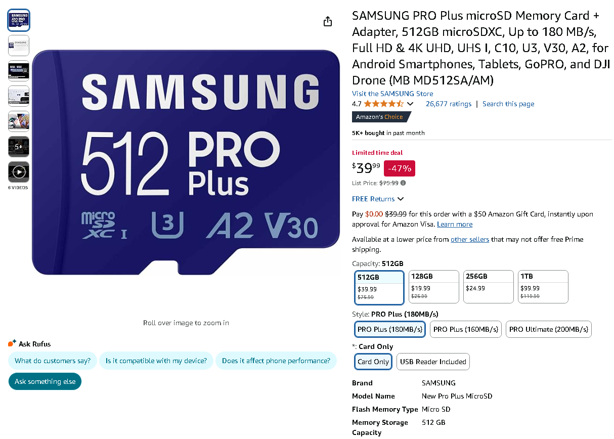 SAMSUNG PRO Plus microSD memory card