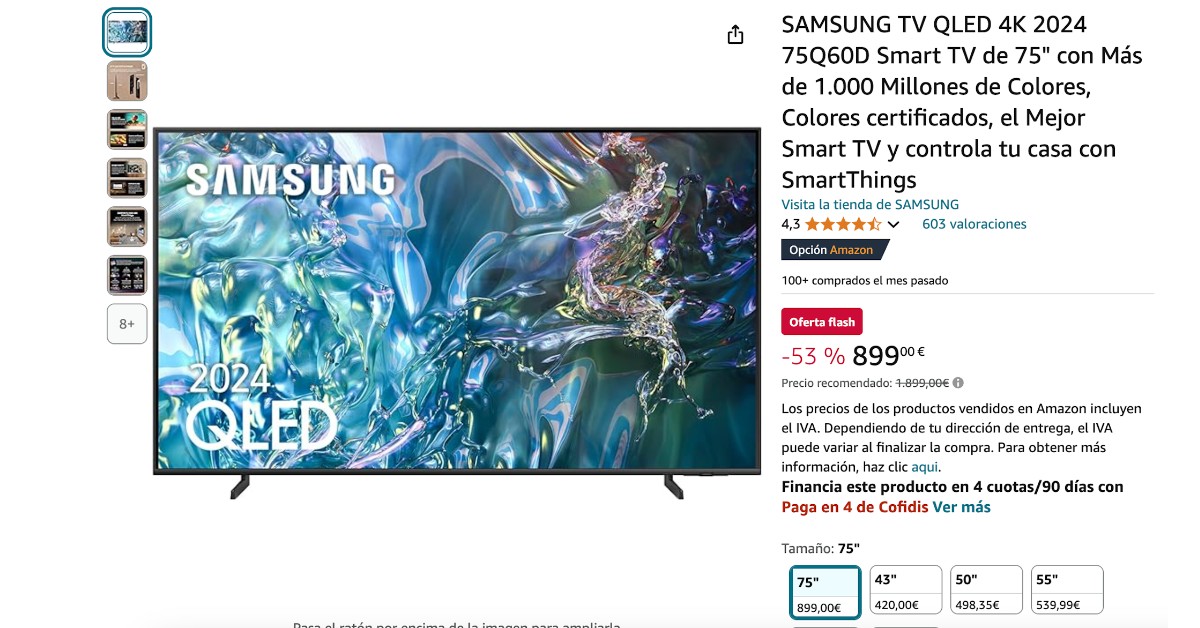 SAMSUNG TV QLED 75Q60D con un descuento de 1000€!