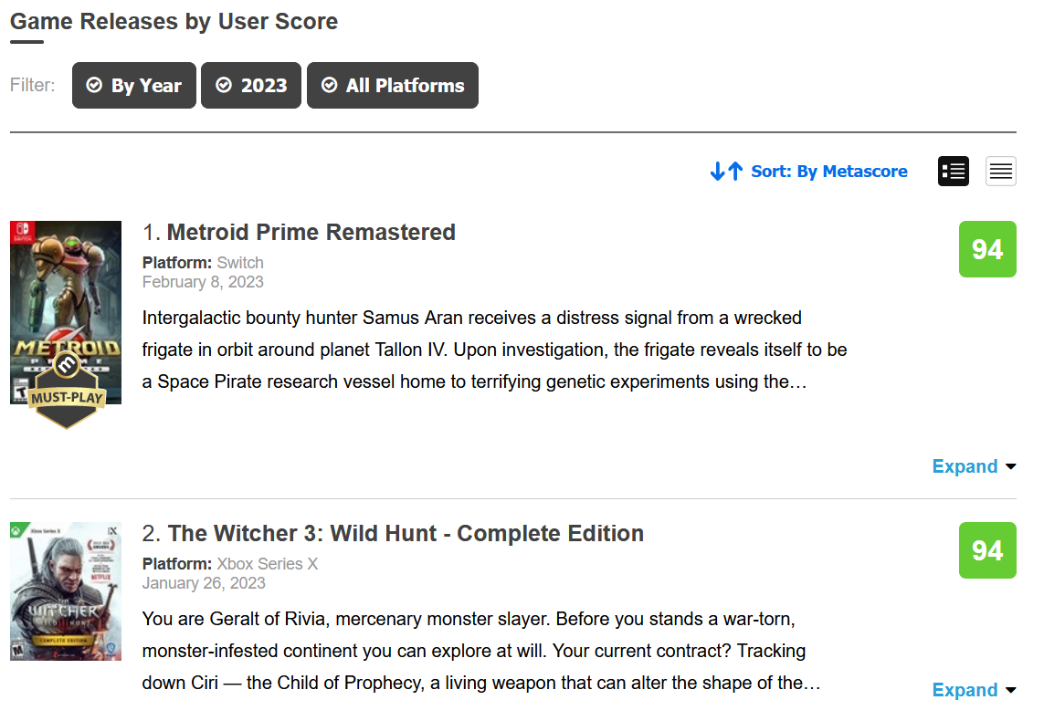 Ein neuer Trend in der Videospielbranche: 9 von 10 Spielen auf der Metacritic-Höchstwertungsliste sind Remaster oder Remakes-2