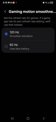 Another screenshot of Game Booster with Galaxy S25