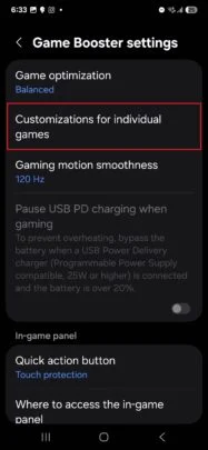 Screenshot of Game Booster with Galaxy S25