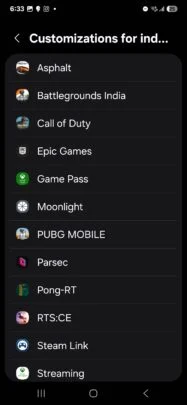 Another screenshot of Game Booster with Galaxy S25