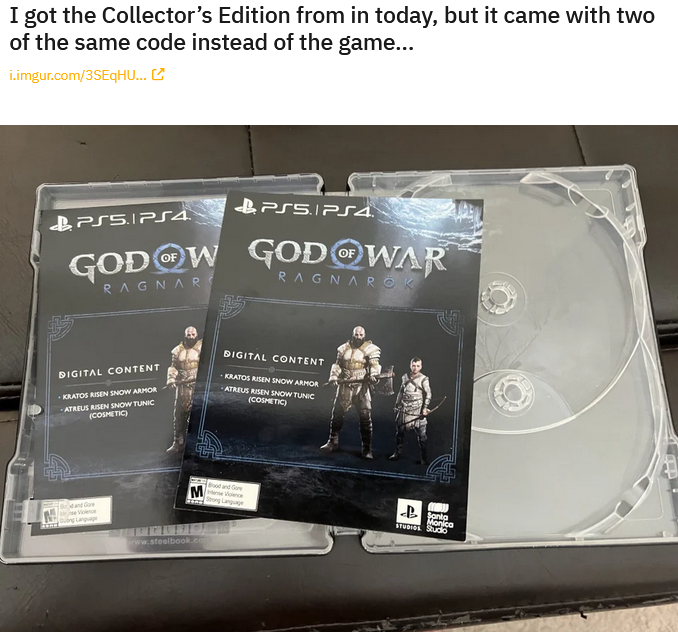 Гра в угоду не входила: Sony забула покласти код з активацією God of War Ragnarok у колекційне видання-2