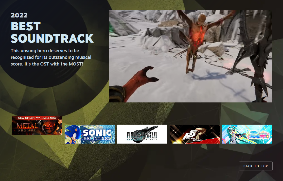 Valve presentó las 11 nominaciones de la ceremonia de entrega de los Premios Steam, entre las que se incluyen: "Juego del año", "Mejor historia", "Mejor banda sonora" y otros.-9