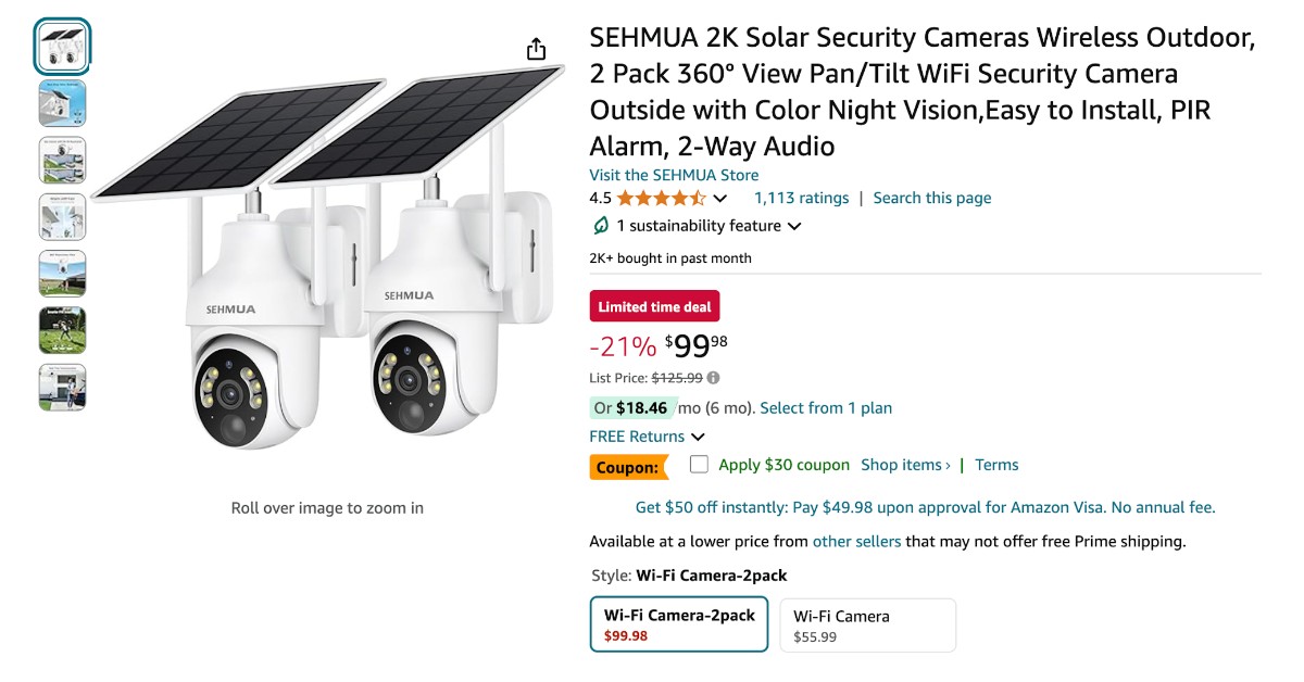 SEHMUA 2K Solar Security Cameras - Buy with a $30 Off!