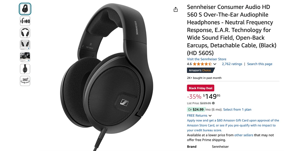 Sennheiser Consumer Audio HD 560 S Headphones - Now $80 Discount!