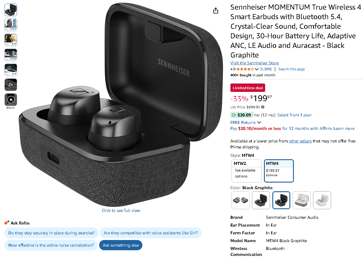 Screenshot of the MOMENTUM True Wireless 4