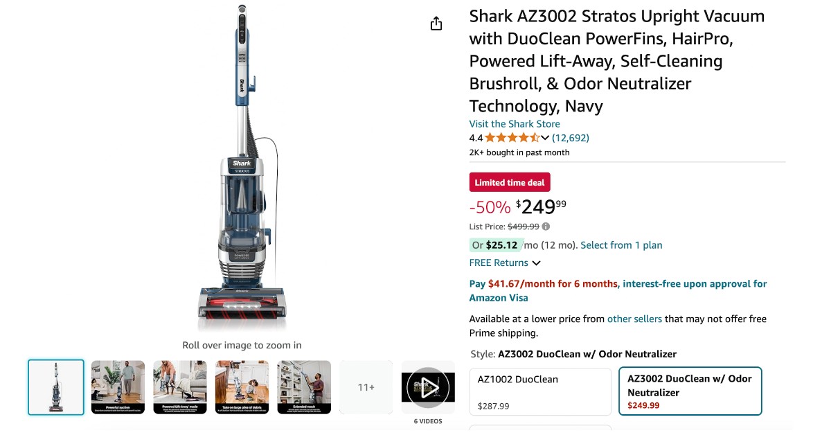 Shark AZ3002 Vacuum - $250 Discount! Don't miss it!