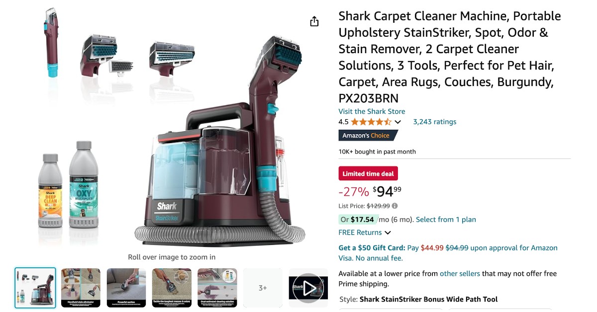 Shark Carpet Cleaner Machine - NOW $35 Discount!