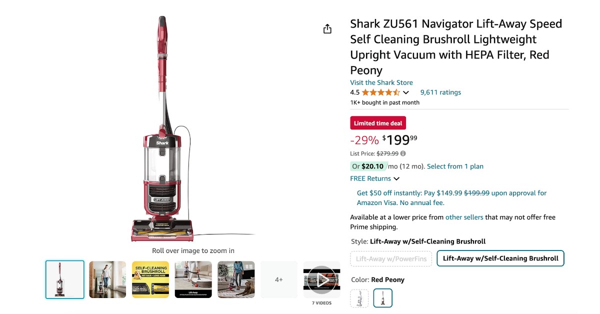 Shark ZU561 Vacuum - Limited $80 Discount!