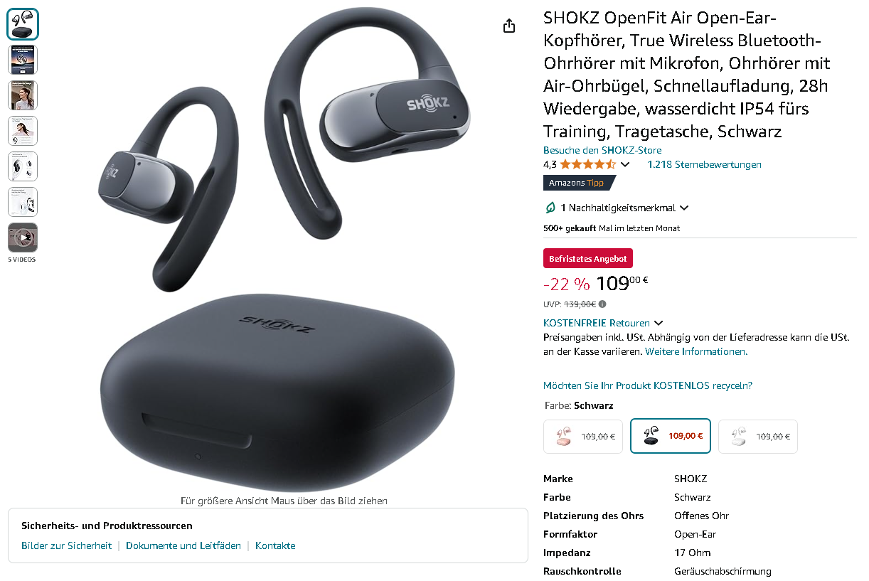 SHOKZ OpenFit Air Kopfhörer