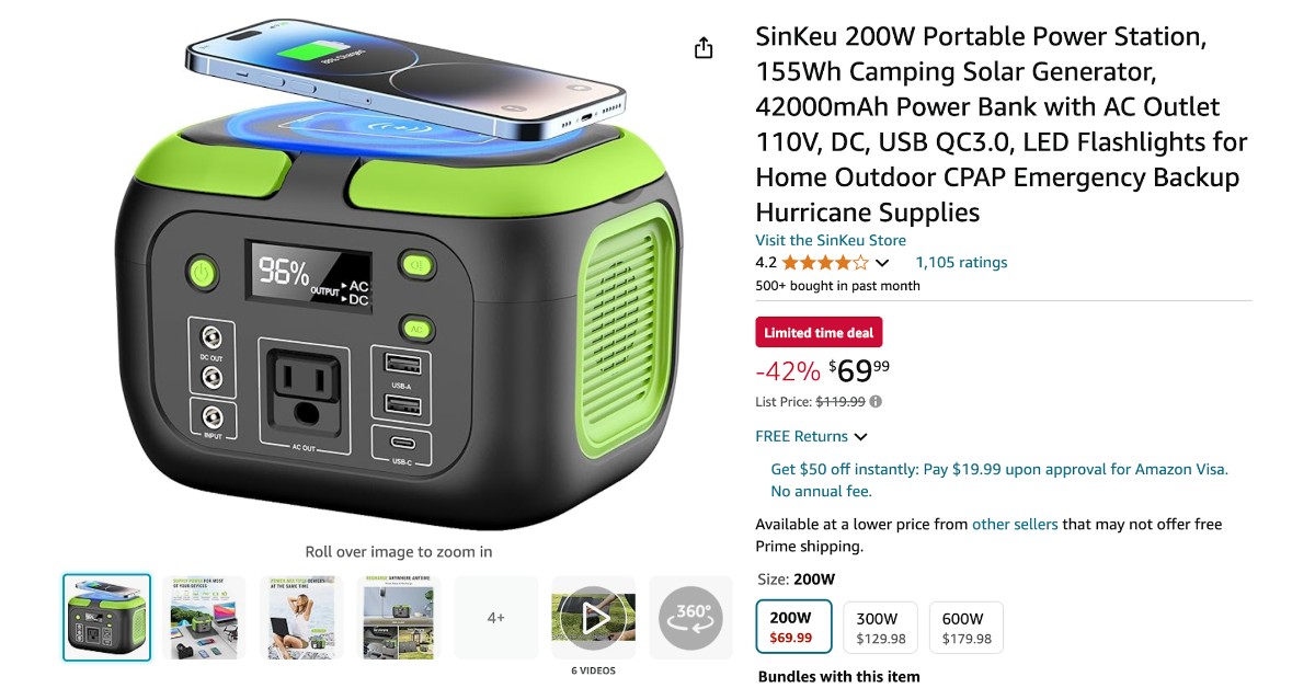 SinKeu 200W Portable Power Station - Don't miss it $50 Discount!