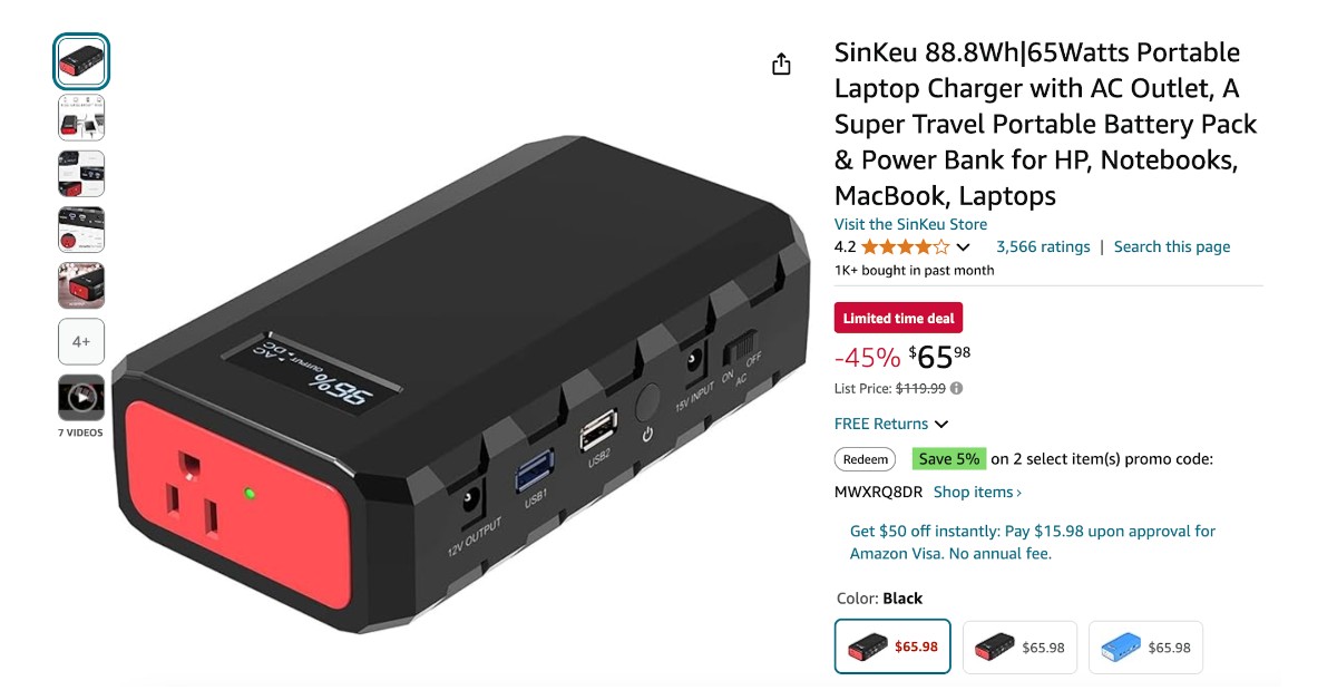 SinKeu Portable Laptop Charger - Limited time deal $54 Discount!