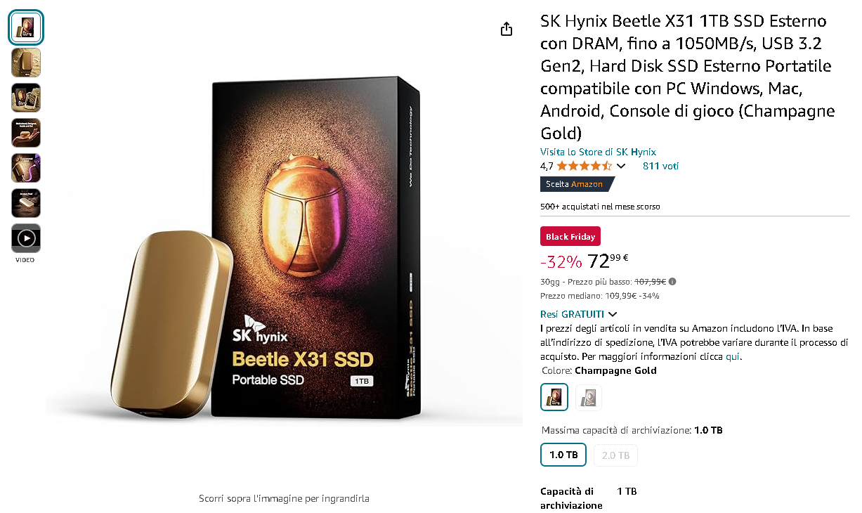 Immagine dell'SK Hynix Beetle X31 - SSD esterno portatile